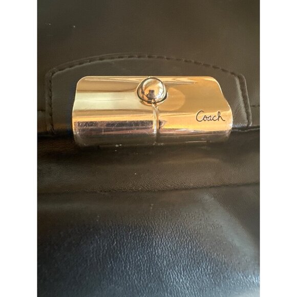 Coach Black Leather Hobo Bag Polished Gold-Tone Hardware Y2k Baguette - Picture 2 of 5